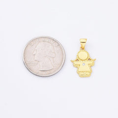 24K Gold Filled Boy and Girl Charm, CZ Micro Pave Pendant, Kids Charm for Necklace Bracelet Jewelry Making Supplies, 18x14mm, CP1145