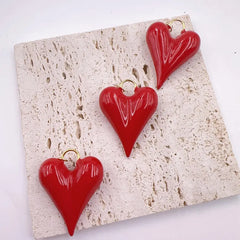18K Gold Filled Large Red Enamel Heart Charm, Love Heart Pendant for Necklace Bracelet Charm Jewelry Making Supply, Valentines Gift, CP2179