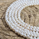 White Round Freshwater Pearls, Fresh Water Pearl Beads for Jewelry Making Full Strand 15.5" 5mm, FWP028