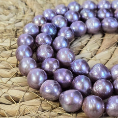 High Luster Round Purple Freshwater Pearls, Genuine Edison Pearl Beads, Natural Pearl Beads, 10-11mm, Loose Beads 15.5" Full Strand, FWP032