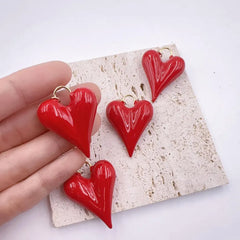18K Gold Filled Large Red Enamel Heart Charm, Love Heart Pendant for Necklace Bracelet Charm Jewelry Making Supply, Valentines Gift, CP2179