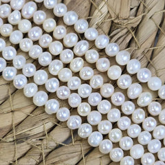 White Round Freshwater Pearls, Fresh Water Pearl Beads for Jewelry Making Full Strand 15.5" 5mm, FWP028