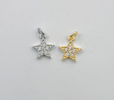 Star Charm, 18K Gold Mini Star Cubic Zirconia Bracelet Necklace Pendant Earring Charm Gift for Woman Jewelry Making, CP010C