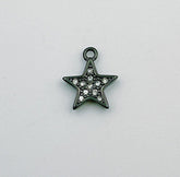 Black Star Charm Pendant, Tiny Star Cubic Zirconia Bracelet Necklace Pendant Earring Charm Gift for Woman Jewelry Making, 12x10mm, CP010