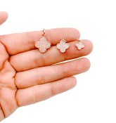 24k Gold Four Leaf Clover Charm Pendant, Clover Charms, Good Luck Charm, Lucky Charm Necklace, Micro Pave CZ Cubic Clover Charm, CP013