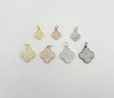 Dainty Micro Pave Four Leaf Clover Charm 18K gold filled Lucky Clover Charm for Bracelet Necklace Earrings Component, Leaf Charms, CP015