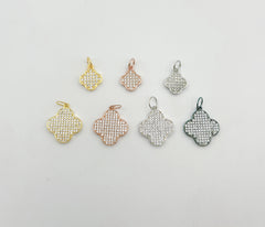 Dainty Micro Pave Four Leaf Clover Charm 18K gold filled Lucky Clover Charm for Bracelet Necklace Earrings Component, Leaf Charms, CP015