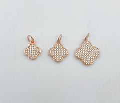Dainty Micro Pave Four Leaf Clover Charm 18K gold filled Lucky Clover Charm for Bracelet Necklace Earrings Component, Leaf Charms, CP015