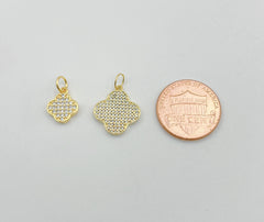 Dainty Micro Pave Four Leaf Clover Charm 18K gold filled Lucky Clover Charm for Bracelet Necklace Earrings Component, Leaf Charms, CP015