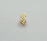 Micro Pave CZ 6mm Round Ball Shamballa 24K Gold Filled High Quality Pave Charm 11x6mm CP021