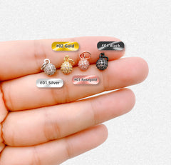 Micro Pave CZ 6mm Round Ball Shamballa 24K Gold Filled High Quality Pave Charm 11x6mm CP021