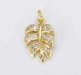 Dainty Gold Monstera Leaf Charms Pendant, 18K Gold Filled Leaf Charm DIY Earring Necklace Jewelry Accessory DIY Craft Micro Pave Charm CP025