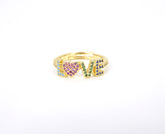 Love CZ Micro Pave Ring, Adjustable Ring, Resizable, 20x6mm, RG003