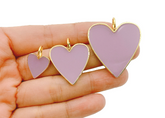 14K Gold Filled Lavender Enamel Heart Charm Pendant, Enamel Heart Pendant, Gold Over Brass, Heart Gold Charm, 15mm/25mm/34mm, CP1263