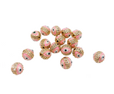 24K Gold Filled Cubic Zirconia Micro Pave Evil Eye Ball Beads, Gold Finish, 8/10mm Black/Pink/Royal Blue/Teal Green/Red/Turquoise Blue Eye Pave Beads, BD067