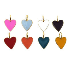22K Gold Filled Neon Heart Charms, Enamel Heart Pendant for Necklace Earring Component in Red White Yellow Orange Pink, 15/24/33mm, CP965