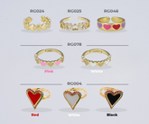 18K Gold Filled Enamel Cubic Zirconia Colorful Adjustable Open Dainty Stacking Minimalist Jewelry Trend Gift Heart Ring RG-Batch-03