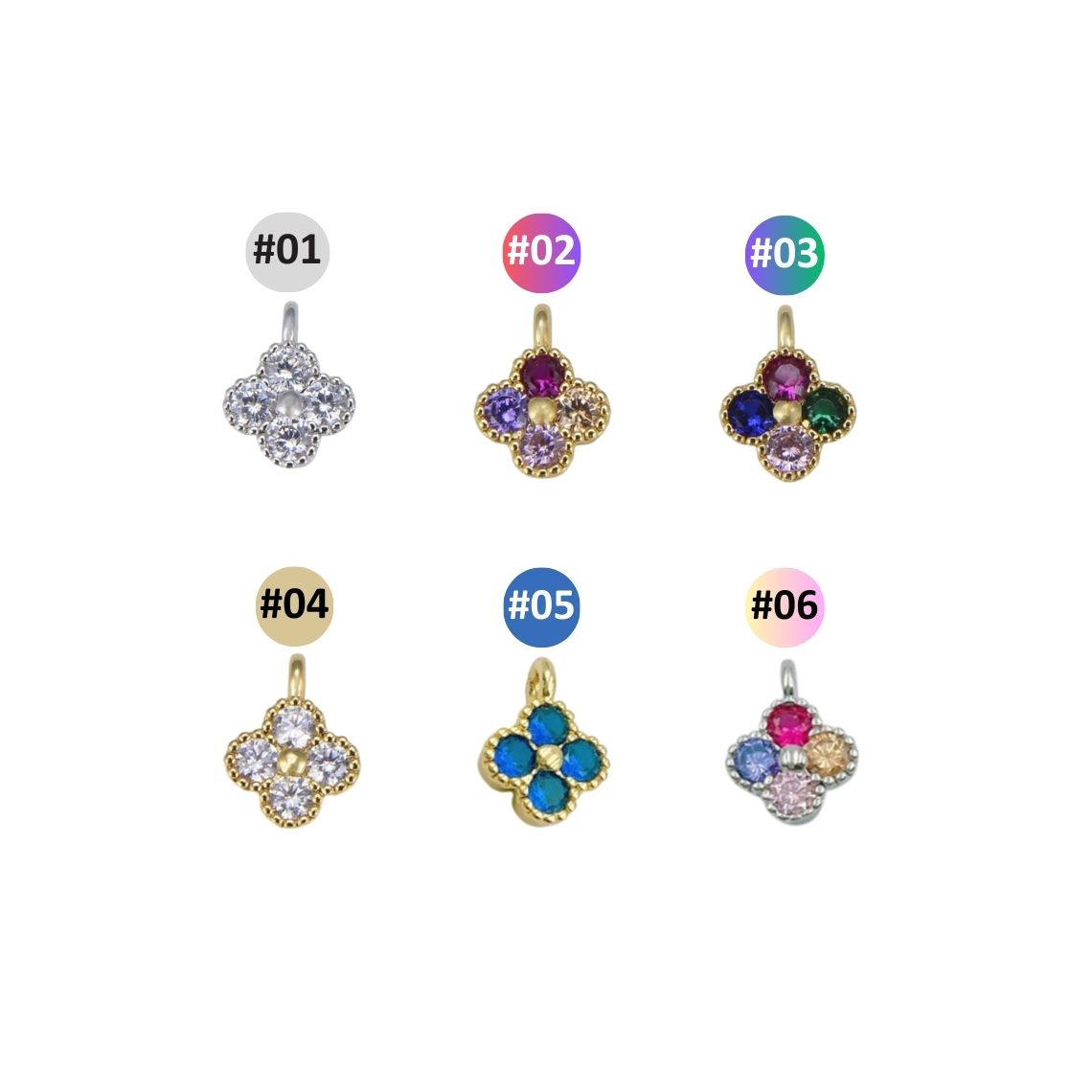 18K Gold Filled Four Leaf Clover Charm CZ, Clover Charm, Clover Pendant, Good Luck Charm, Quatrefoil Necklace, 10x8mm, CP841