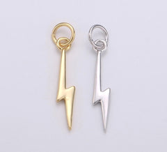 18K Gold Filled Lightning Charms, Dainty Lightning Charms, Lightning Charm, Bracelet Necklace Charms, Lightning Bolt Charm, 20x4mm, CP1117