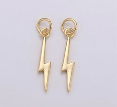 18K Gold Filled Lightning Charms, Dainty Lightning Charms, Lightning Charm, Bracelet Necklace Charms, Lightning Bolt Charm, 20x4mm, CP1117