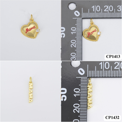 18K Gold Filled Dainty Heart Mama Charm Collection, Delicate Charm Pendant, Mom Word Connector, and Pendant – CP_Batch62
