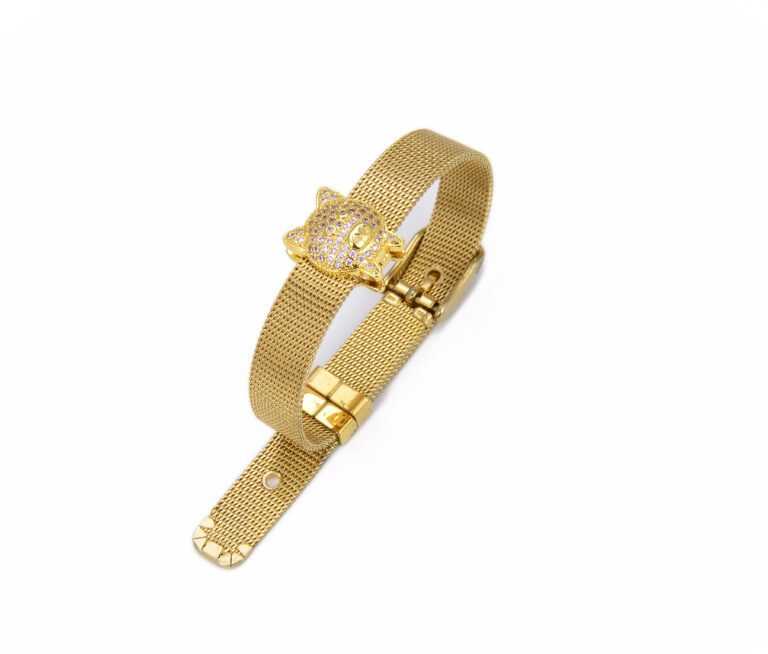 24K Gold Filled Pig Slider Bead CZ Micro Pave, Pig Bead, Pig Charm, Slider Beads, Slider Charms, Bead Bracelet, Cubic Zirconia, 17x13mm, BD001
