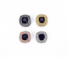 24K Gold Filled Princess Cut Diamond Slider Bead, Slider Charms, Slider Beads, Princess Cut Beads, Cubic Zirconia, Beads, 16mm, BD003
