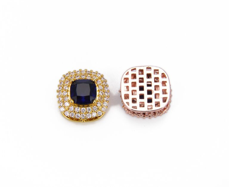 24K Gold Filled Princess Cut Diamond Slider Bead, Slider Charms, Slider Beads, Princess Cut Beads, Cubic Zirconia, Beads, 16mm, BD003