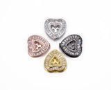 24K Gold Filled Heart Slider Beads CZ Micro Pave, Heart Beads, Slider Beads, Slider Charms, Bead Bracelet, Cubic Zirconia, 20x19mm, BD005