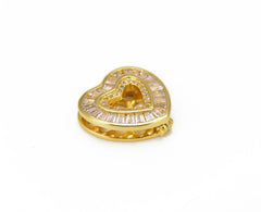 24K Gold Filled Heart Slider Beads CZ Micro Pave, Heart Beads, Slider Beads, Slider Charms, Bead Bracelet, Cubic Zirconia, 20x19mm, BD005