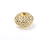 24K Gold Filled Rondelle Spacer Beads, Round CZ Micro Pave Bead, Rondelle Beads, Spacer Beads, Bracelet Beads, Cubic Zirconia, Beads, 14mm, BD010