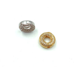 24K Gold Filled Donut Shape Beads, Donut CZ Micro Pave Bead, Rondelle Beads, Spacer Beads, Bracelet Beads, Cubic Zirconia, Beads, 14mm, BD015