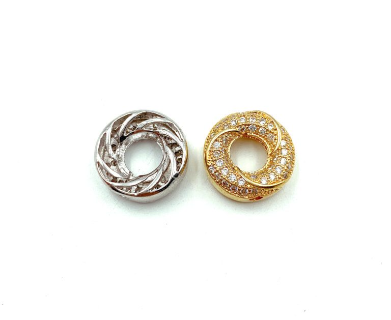 24K Gold Filled Donut Shape Beads, Donut CZ Micro Pave Bead, Rondelle Beads, Spacer Beads, Bracelet Beads, Cubic Zirconia, Beads, 14mm, BD015