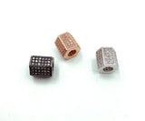 Cylinder Shape Beads, Cylinder Beads, Cylinder CZ Micro Pave Bead, Spacer Beads, Bracelet Beads, Cubic Zirconia, Beads, 8mm, BD016