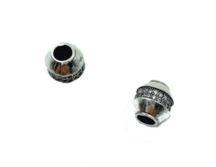 Antique Silver CZ Micro Pave Large Hole Bead, Spacer Beads, Metal Beads, Large Hole Beads, Cubic Zirconia, 10x10mm, BD030