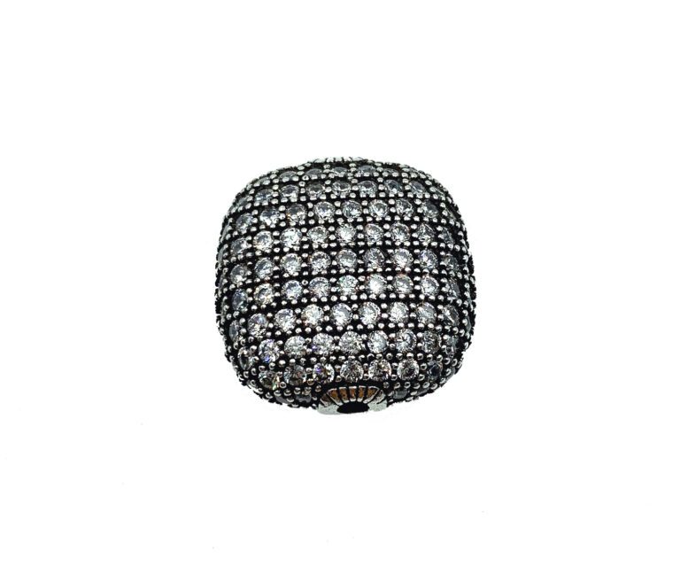 Antique Flat Square CZ Beads, Flat CZ Micro Pave Bead, Spacer Beads, Metal Beads, Large Hole Beads, Cubic Zirconia, 20x20mm, BD031