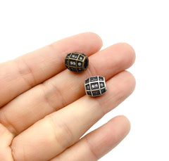 Antique Barrel Beads, CZ Micro Pave Bead, Barrel Beads, Metal Beads, Large Hole Beads, Cubic Zirconia, 10x10mm, BD034
