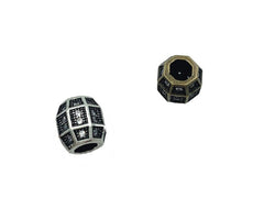 Antique Barrel Beads, CZ Micro Pave Bead, Barrel Beads, Metal Beads, Large Hole Beads, Cubic Zirconia, 10x10mm, BD034