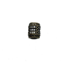 Antique Cylinder Beads, Cylinder CZ Micro Pave Bead, Barrel Beads, Tube Beads, Large Hole Beads, Cubic Zirconia, 10x8mm, BD037