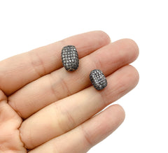 Antique Oval Beads, Oval CZ Micro Pave Bead, Spacer Beads, Metal Beads, Large Hole Beads, Cubic Zirconia, 13x10mm, 11x7mm, BD039A