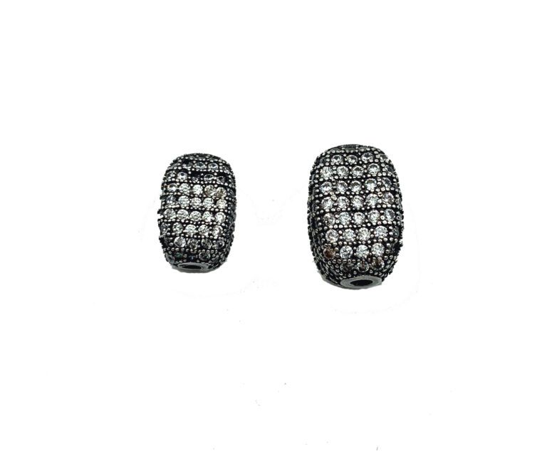 Antique Oval Beads, Oval CZ Micro Pave Bead, Spacer Beads, Metal Beads, Large Hole Beads, Cubic Zirconia, 13x10mm, 11x7mm, BD039A