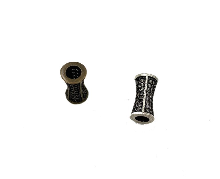 Antique Cylinder Beads, Cylinder CZ Micro Pave Bead, Barrel Beads, Tube Beads, Large Hole Beads, Cubic Zirconia, 12x6mm, BD040