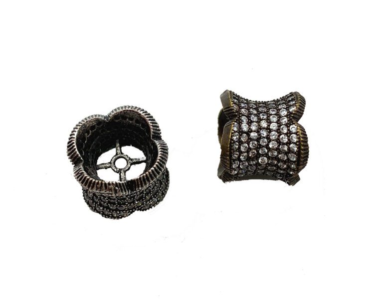 Antique Cylinder Beads, Cylinder CZ Micro Pave Bead, Barrel Beads, Tube Beads, Large Hole Beads, Cubic Zirconia, 12x11mm, BD043