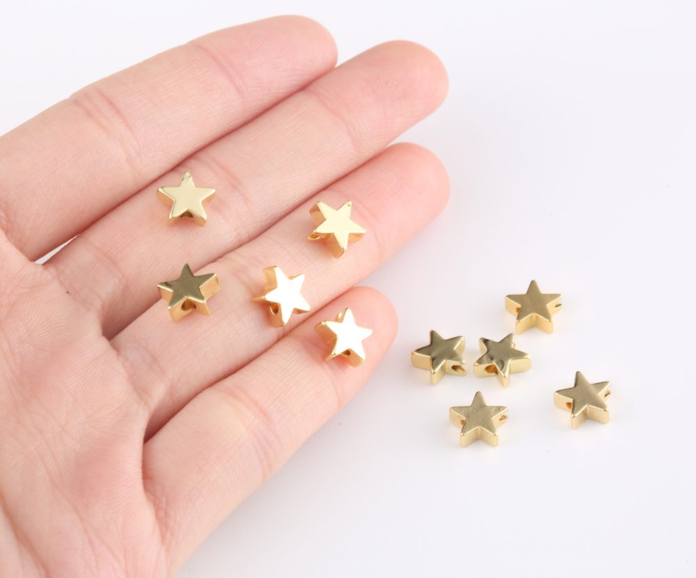 18K Gold Filled Star Bead, BD049