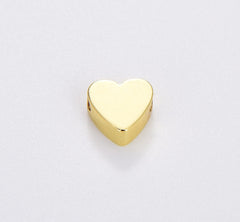 22K Gold Filled Plated Heart Bead, Shiny Gold Plated Heart Beads, Spacer Beads, 8mm Gold Heart Bead, BD050