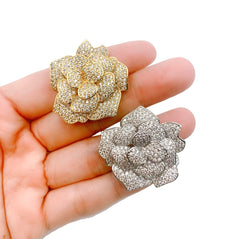 24K Gold Filled Rose Flower Beads, CZ Micro Pave Rose Flower Beads, Rose Beads, Flower Beads, Cubic Zirconia, Flower Bracelet, Beads, 32mm, BD052