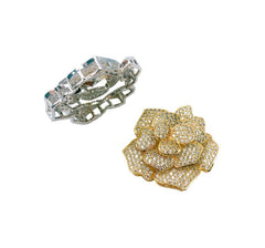 24K Gold Filled Rose Flower Beads, CZ Micro Pave Rose Flower Beads, Rose Beads, Flower Beads, Cubic Zirconia, Flower Bracelet, Beads, 32mm, BD052