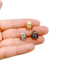 24K Gold Filled Darth Vader Head Bead, CZ Micro Pave Darth Vader Head Bead, Star Wars Gift, Paracord Bead, Cubic Zirconia, Beads, 12x12x11mm, BD058