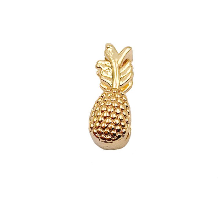 24K Gold Filled Pineapple Bead, Pineapple Spacer Bead, Pineapple Charm, Fruit Beads, Spacer Bead, Pineapple Jewelry, Bracelet Bead, 13x5x5mm, BD061