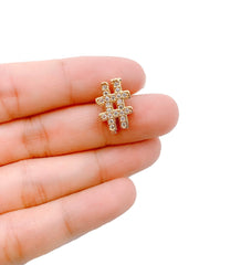 18K Gold Filled Shiny Hashtag Bead, BD062